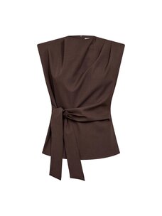 Co'Couture LunaCC Pleat Top Dark Brown