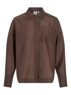 Rouge Edit Alinina L/S Oversized Shirt Seal Brown