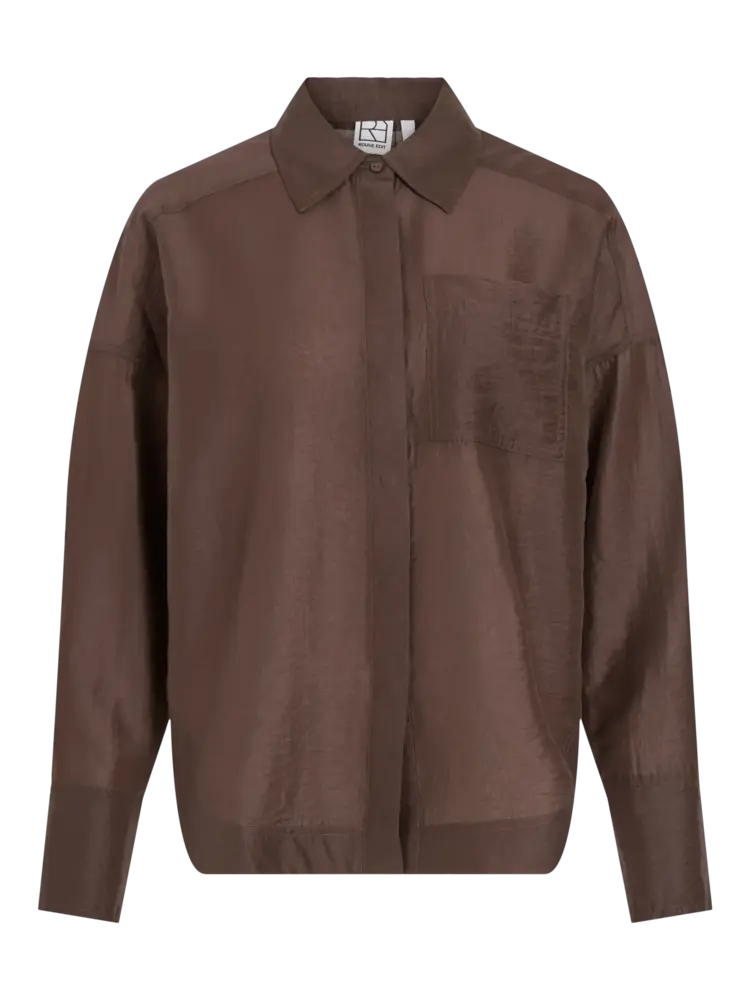 Rouge Edit Alinina L/S Oversized Shirt Seal Brown