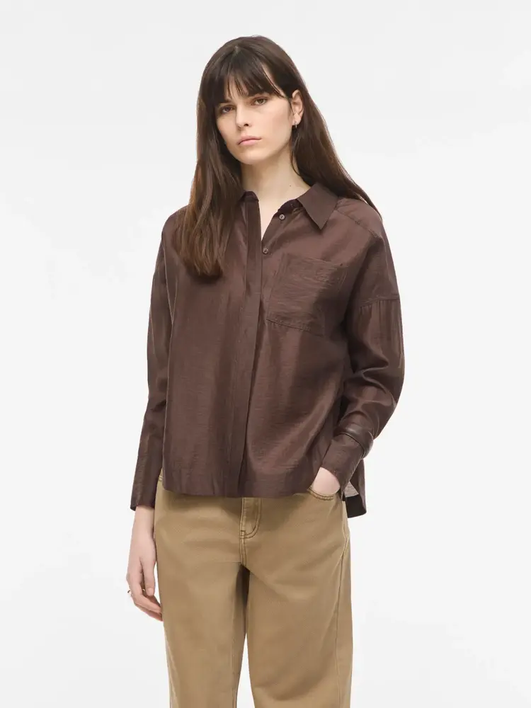 Rouge Edit Alinina L/S Oversized Shirt Seal Brown