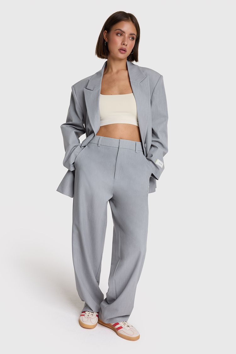 Alix The Label Ladies Woven Clean Mix Pants Grey Melange