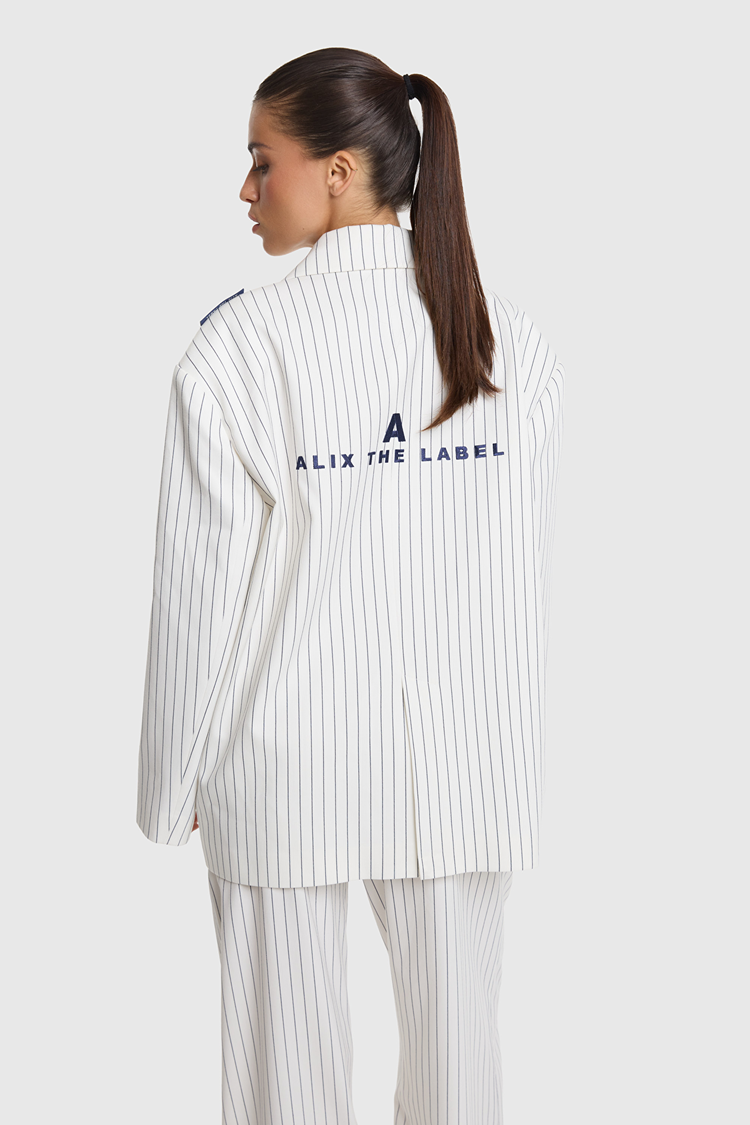 Alix The Label Ladies Woven Striped Oversized Blazer