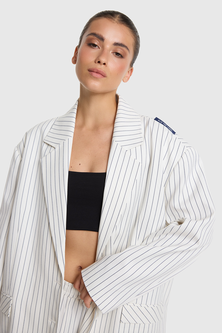 Alix The Label Ladies Woven Striped Oversized Blazer
