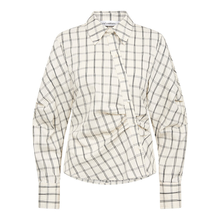 Co'Couture BisoCC Asym Check Shirt Off-White