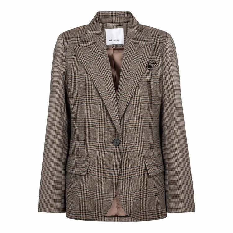 Co'Couture VeyaCC Check Fitted Blazer Brown