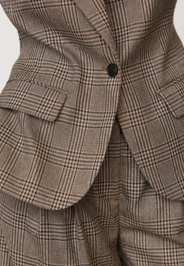 Co'Couture VeyaCC Check Fitted Blazer Brown