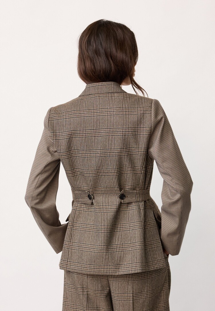 Co'Couture VeyaCC Check Fitted Blazer Brown