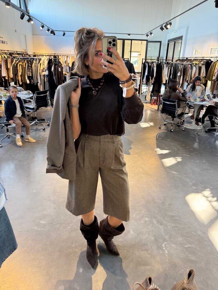 Co'Couture VeyaCC Check Fitted Blazer Brown