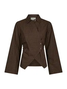 Neo Noir Fenli Small Check Shirt Aubergine