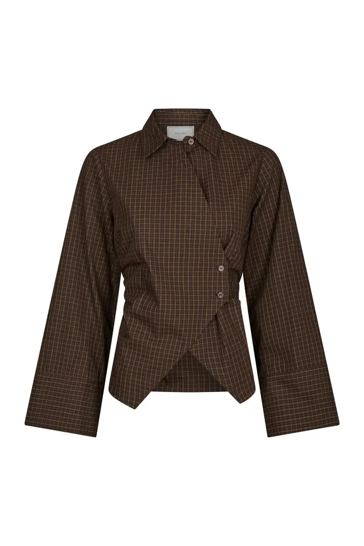 Neo Noir Fenli Small Check Shirt Aubergine