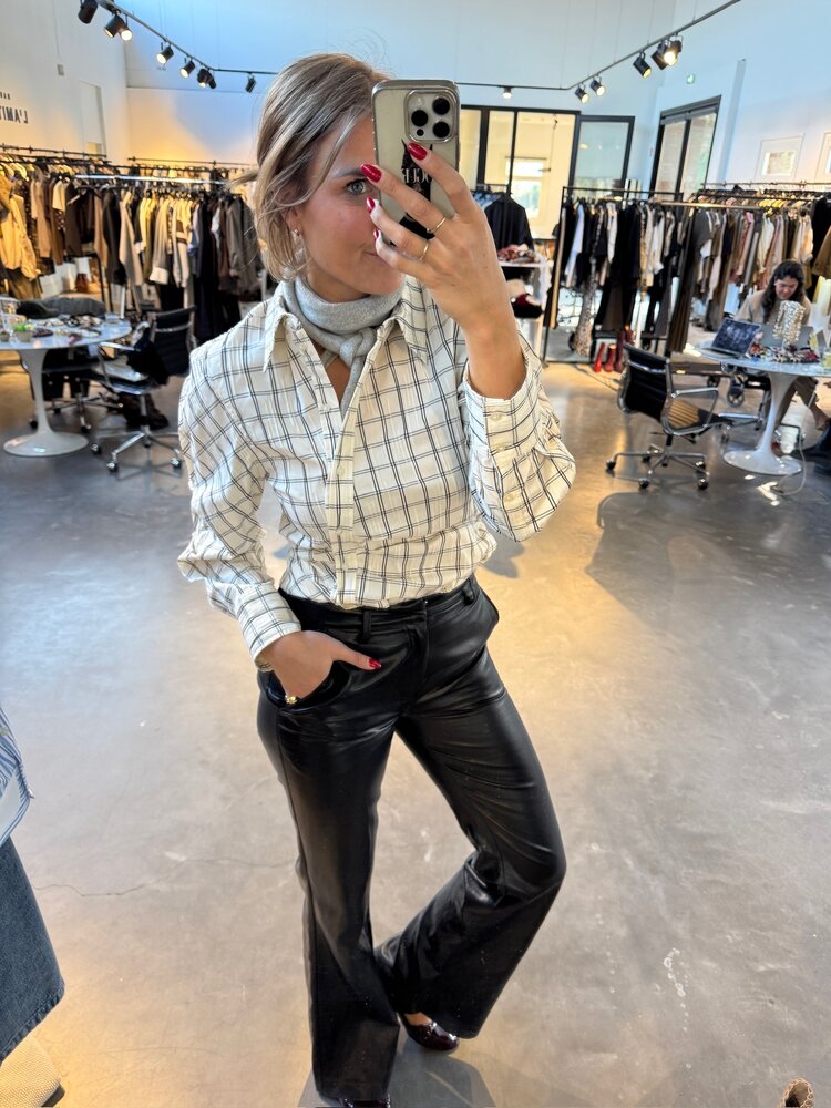 Co'Couture BisoCC Asym Check Shirt Off-White