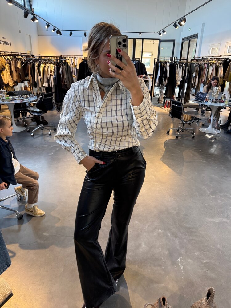 Co'Couture BisoCC Asym Check Shirt Off-White