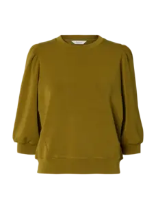 Selected Femme Tenny 3/4 Sweat Top Noos Fir Green