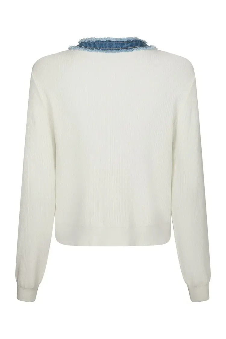 Neo Noir Zelma Knit Denim Cardigan Off White