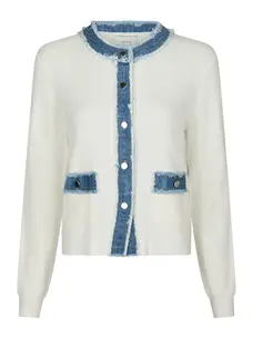 Neo Noir Zelma Knit Denim Cardigan Off White