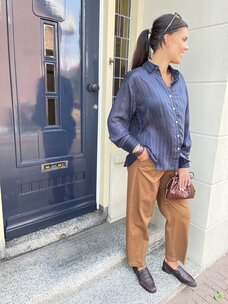 Selected Femme Toran Oversized LS Striped Shirt B