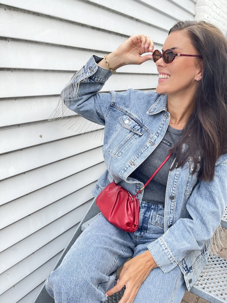 Co'Couture DeniceCC Denim Fringe Jacket Bleach Denim
