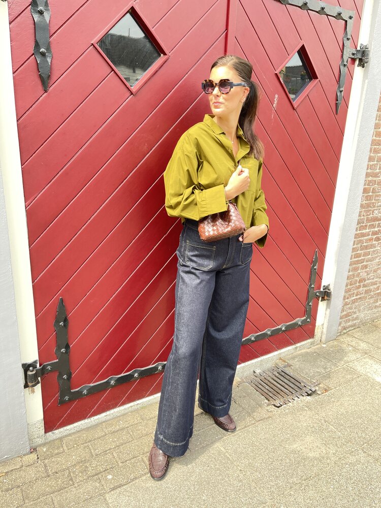 Selected Femme Wastha LS Cropped Boxy Shirt Noos Fir Green