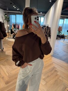 Alix The Label Ladies Knitted Badwing Sweater Warm Brown