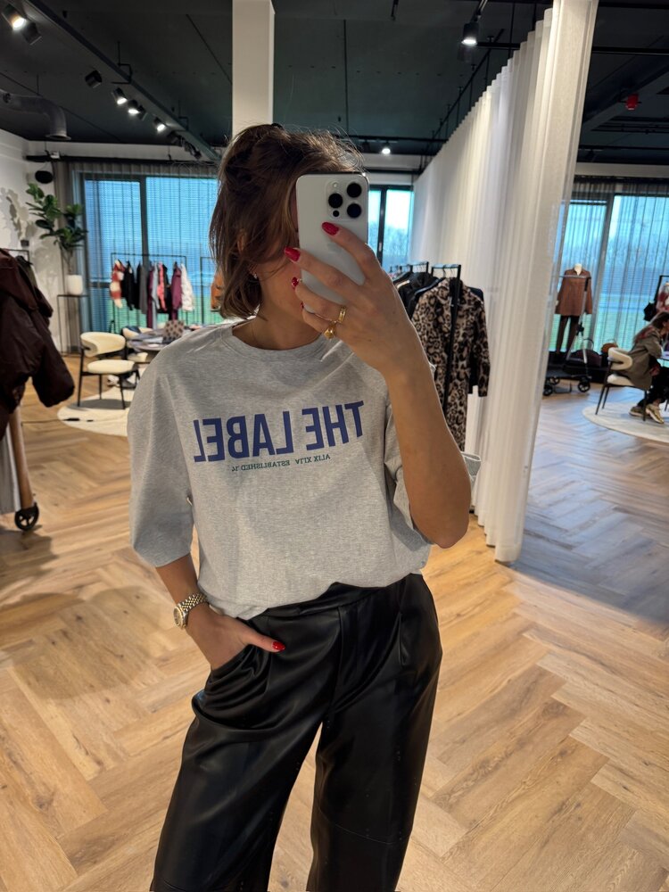 Alix The Label Ladies Knitted The Label Oversized T-Shirt Light Grey Melange