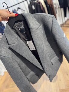 Alix The Label Ladies Woven Short Hairy Coat Antracite Melange