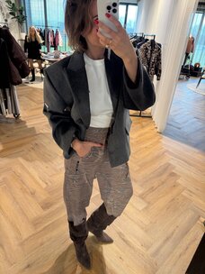 Alix The Label Ladies Woven Short Hairy Coat Antracite Melange
