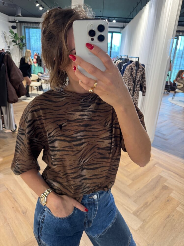 Alix The Label Ladies Knitted Tiger T-Shirt AnimL