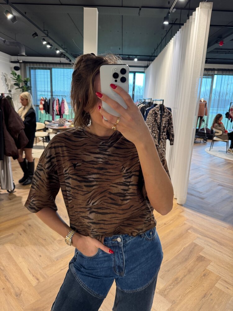 Alix The Label Ladies Knitted Tiger T-Shirt AnimL
