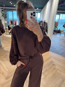 Alix The Label Ladies Knitted Piping Pants Warm Brown