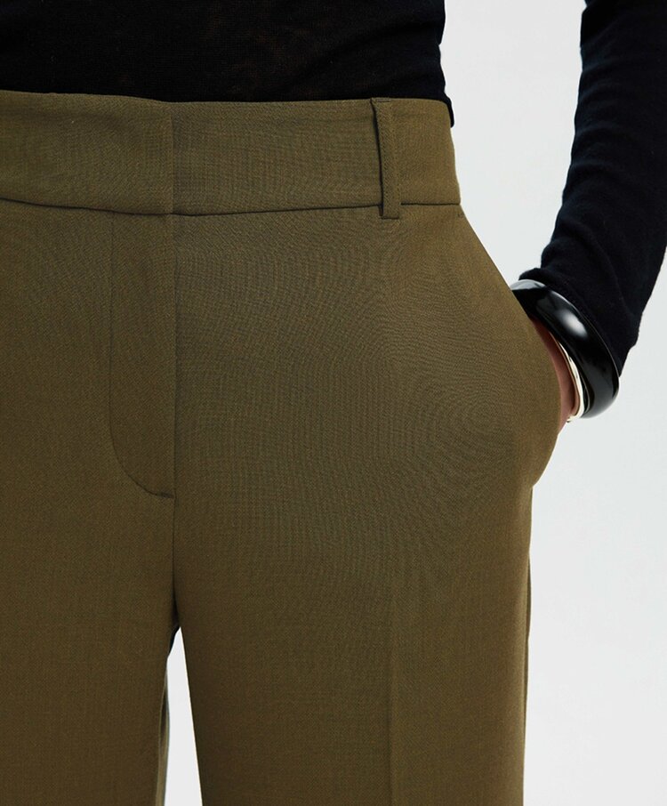 Selected Femme Rita MW Wide Pants Mel Noos Fir Green Melange