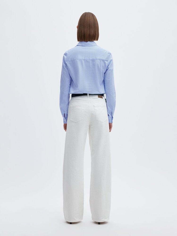 Selected Femme Romie LS Striped Fitted Shirt Noos Bright White Blue