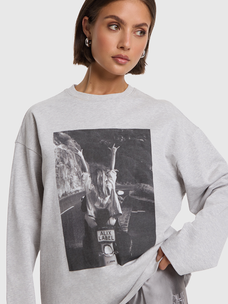 Alix The Label Ladies Knitted Phote Longsleeve T-Shirt Soft Grey Melange