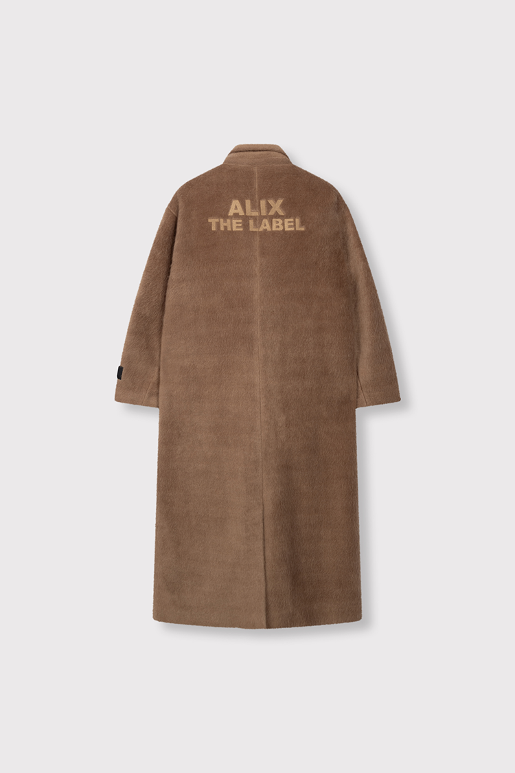Alix The Label Ladies Woven Long Hairy Coat Camel