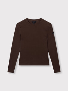 Alix The Label Ladies Knitted Rib Longsleeve T-Shirt Warm Brown