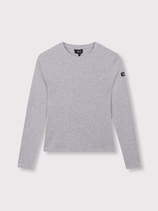 Alix The Label Ladies Knitted Rib Longsleeve T-Shirt Soft Grey Melange