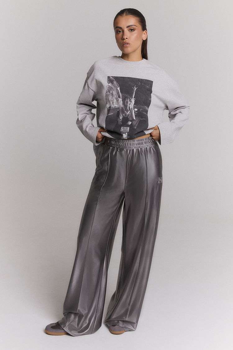 Alix The Label Ladies Woven Shiny Training Pants Silver