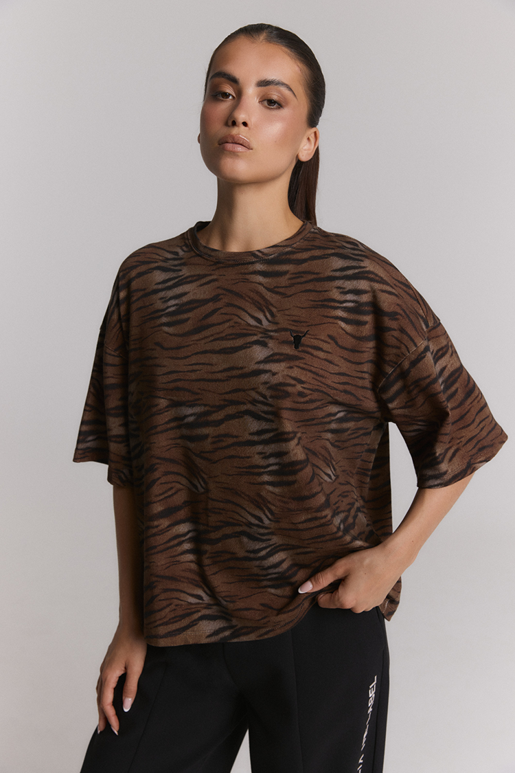 Alix The Label Ladies Knitted Tiger T-Shirt AnimL