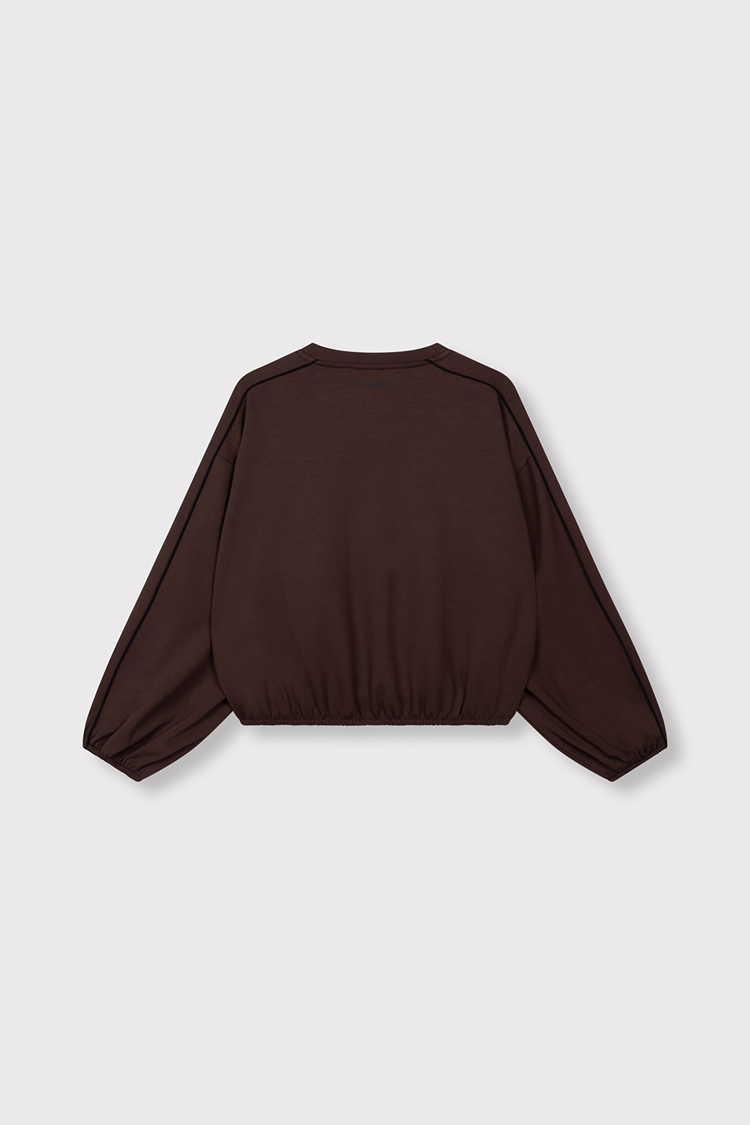 Alix The Label Ladies Knitted Piping Sweater Warm Brown