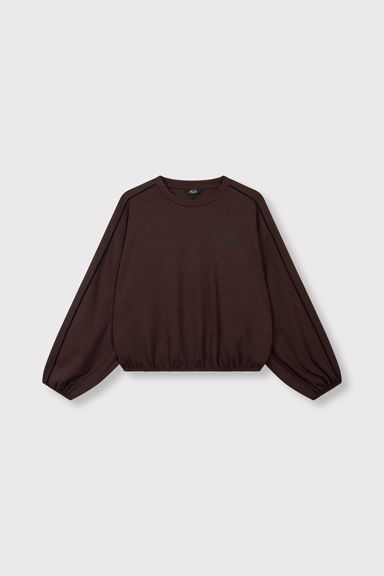 Alix The Label Ladies Knitted Piping Sweater Warm Brown