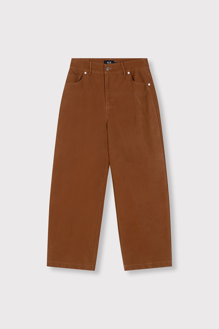 Alix The Label Ladies Woven Faux Suede Pants Cognac