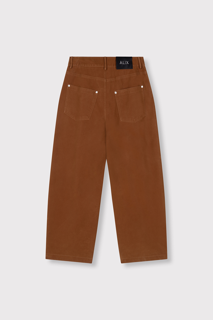 Alix The Label Ladies Woven Faux Suede Pants Cognac