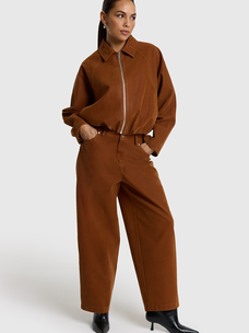 Alix The Label Ladies Woven Faux Suede Pants Cognac