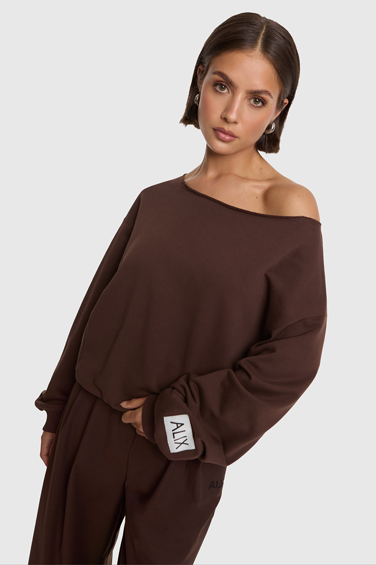 Alix The Label Ladies Knitted Badwing Sweater Warm Brown