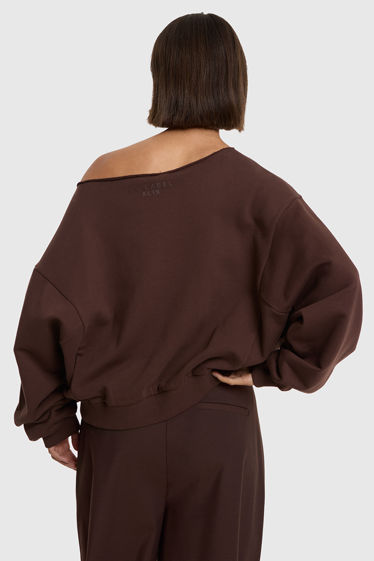 Alix The Label Ladies Knitted Badwing Sweater Warm Brown