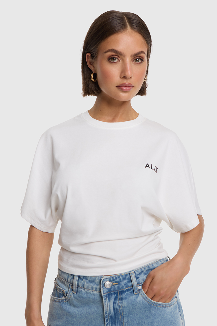 Alix The Label Ladies Knitted Badwing T-Shirt Soft White