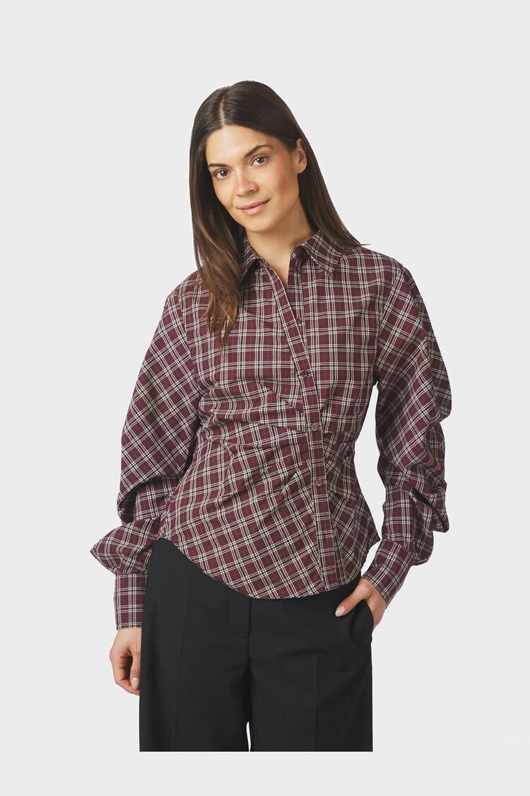 Neo Noir Neoella Medium Check Shirt Plum
