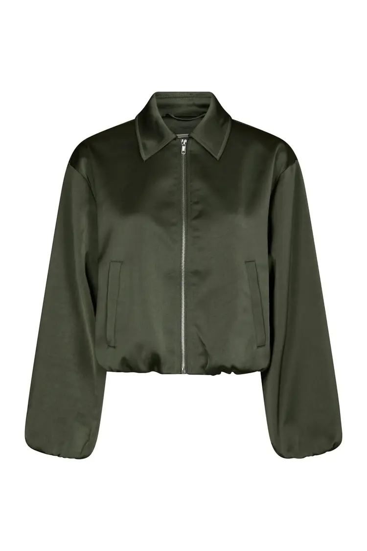 Neo Noir Denielle Heavy Sateen Jacket Deep Green