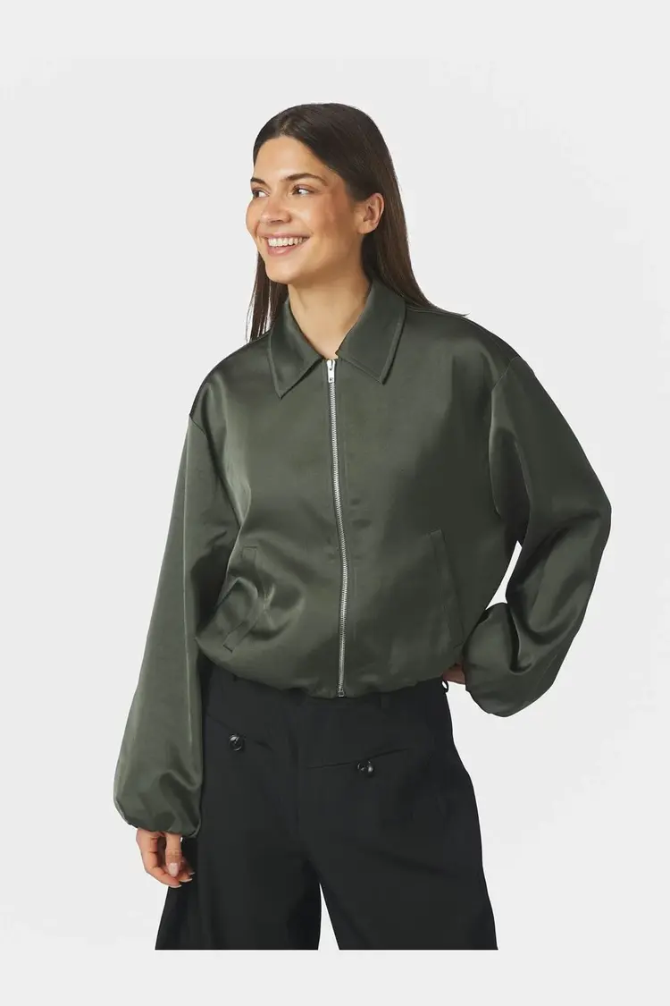Neo Noir Denielle Heavy Sateen Jacket Deep Green