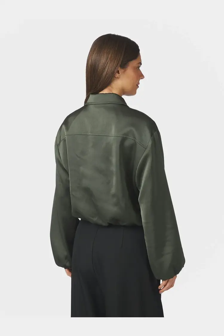 Neo Noir Denielle Heavy Sateen Jacket Deep Green