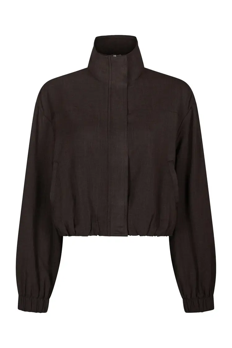 Neo Noir Felicity Zip Blouse Dark Brown
